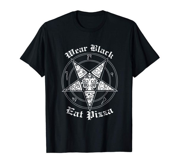 

2019 мужская мода футболки одежда black ешь пицца рубашка сатане baphometh пентаграмму