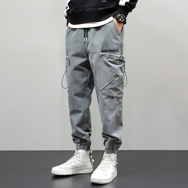 

autumn newly fashion men jeans loose fit casual big pocket cargo pants hombre green black streetwear hip hop joggers pants men, Blue