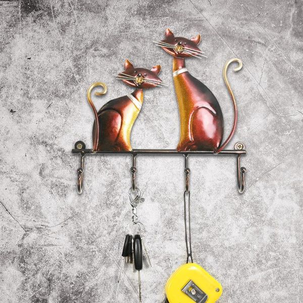 

hooks & rails cat wall hook art decorative hanger sculpture for key coats bags holder mount with 4 home accessories