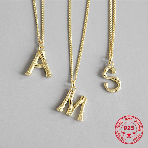 

925 sterling silver necklace retro simple english letter pendant necklace female gold-plated personalized silver