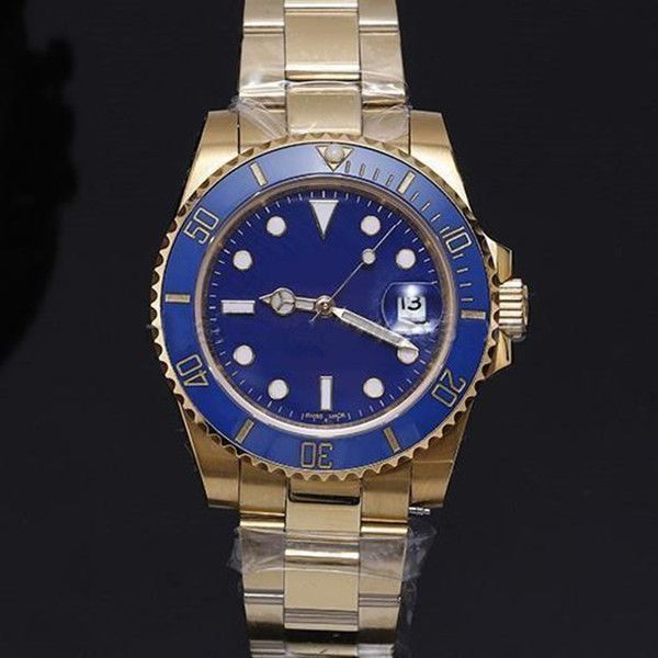 

new watch quality 18k gold case 40mm blue face ceramic ring sapphire glass automatic movement 11 styles folding buckle mens quality watches, Slivery;brown