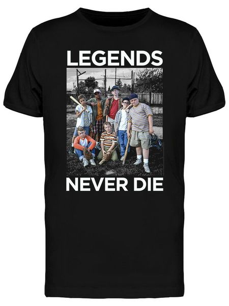 

the sandlot legends never die men's black t-shirt