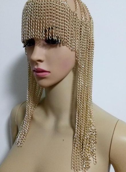

new fashion style wrb949 women harness gold chains layers head face chains jewelry cosplay head hair chains jewelry 3 colors11, Silver