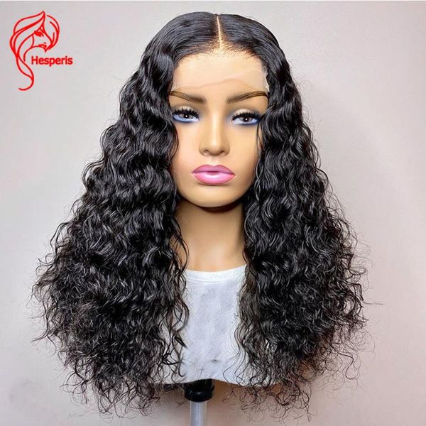 

hesperis transparent lace curly human hair wigs with baby hair brazilian remy 5x5 silk base lace closure wigs curly har, Black;brown
