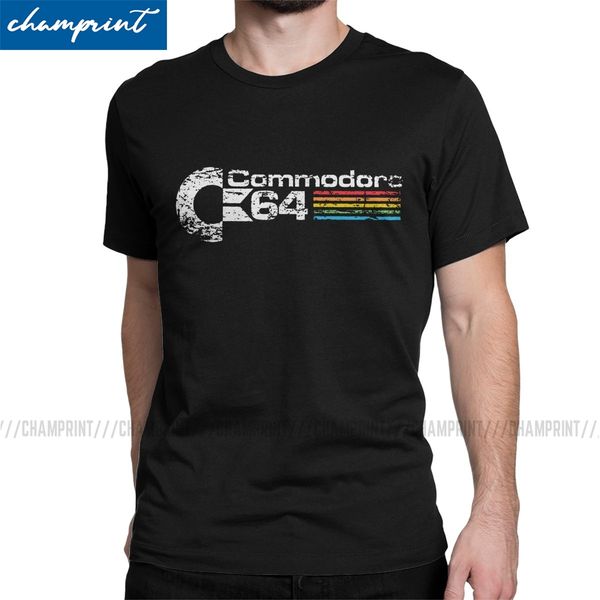 

men t-shirts retro commodore 64 vintage pure cotton tees short sleeve c64 amiga computer geek nerd t shirt o neck gift idea