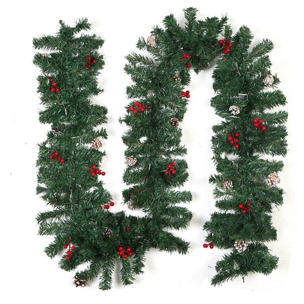 

2.7m christmas rattan artificial garland wreath green christmas tree ornament door stairs decor outdoor xmas party supplies