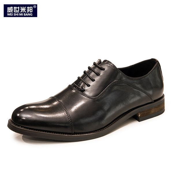 

casual oxfords men two tone lace up business man office shoes formal dress shoes four season us size, Black