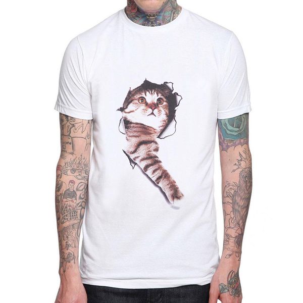 

3d printing cat men t shirt cute cat printed t-shirt cotton white o-neck short sleeve casual basic man cool mens tee shirts