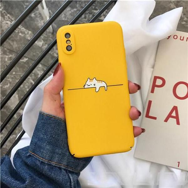 

scrub hard phone cases for iphone xs max x xr xs lazy cat pattern hard plastic case for iphone 6 6s 7 8 plus back cover