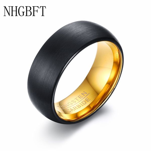 

nhgbft gold&black color tungsten carbide rings for mens groom casual wedding band male jewelry, Slivery;golden