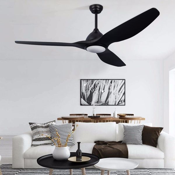 

64 inch led modern industrial ceiling fan with lights remote control white plastic blade bedroom ceiling fan ventilador