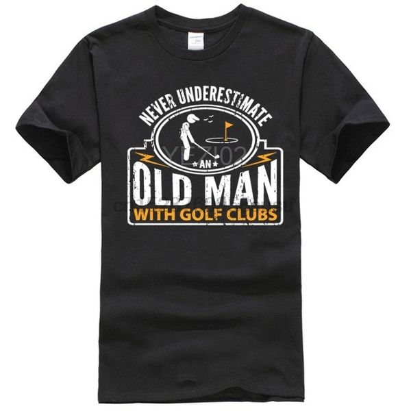 

never underestimate an old man with golf clubs mens funny golfing t-shirt golfer