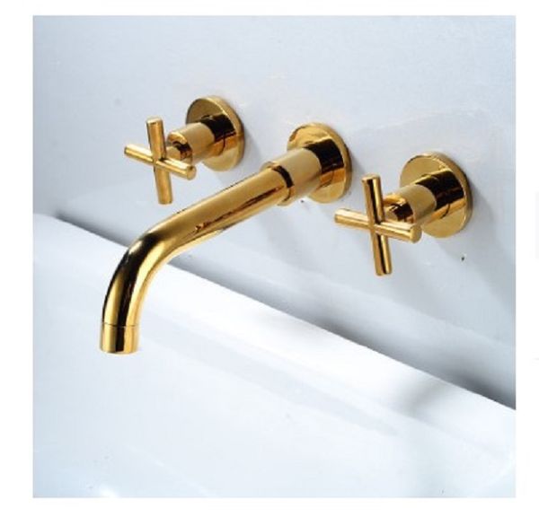 

2020 all copper three hole basin faucet european style antique washbasin double handle bathroom wall and cold fauceteuropean style a005