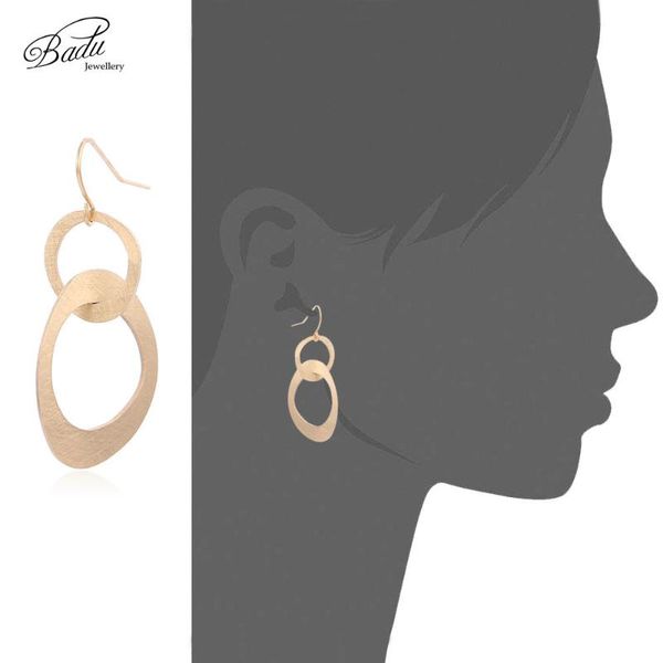 

badu stainless steel dangle earrings for women hollowing geometric drop earring statement punk jewelry wholesale, Silver