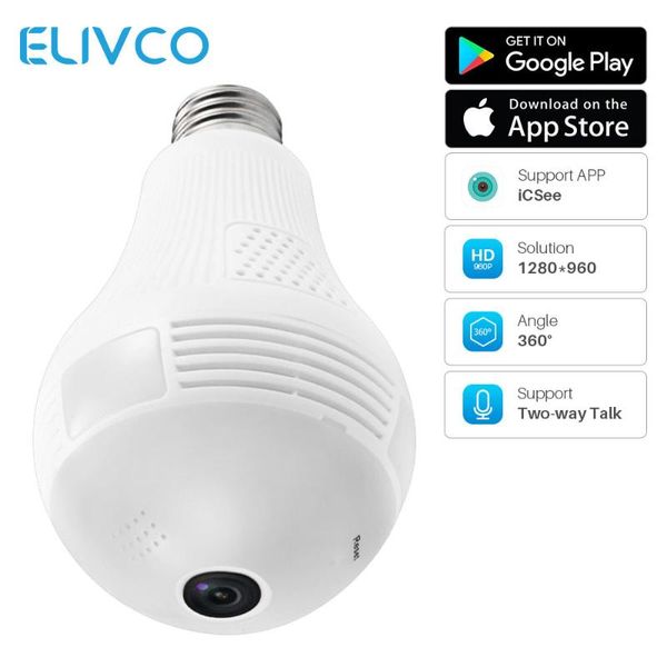 

cameras wireless ip camera wifi 960p panoramic cam bulb home security remote monitor 360 degree view two-way audio app control