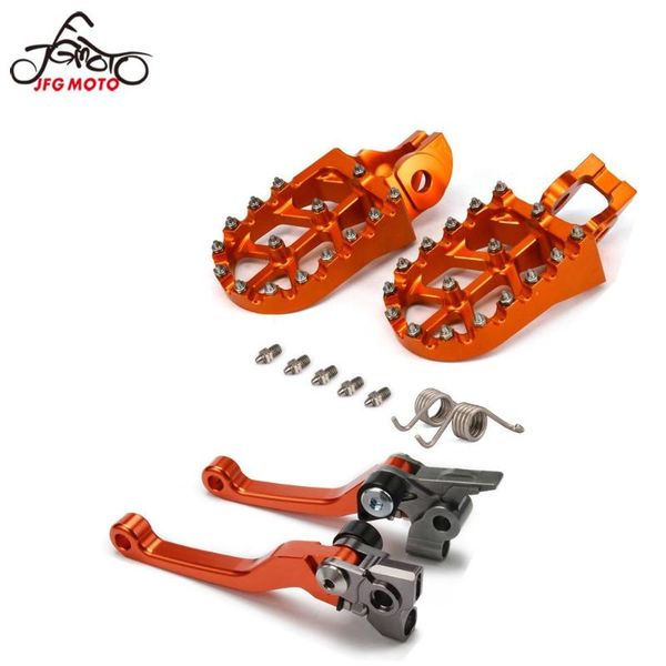 

motorcycle cnc footrest footpeg foot pegs brake clutch lever sets for sx xcw sxf xcf excf 125 150 250 300 350 450 500