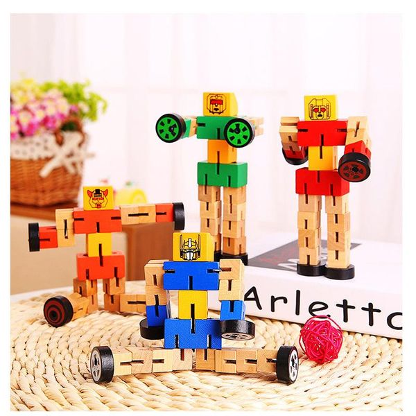 

kids transformation robot building blocks wooden toys children autobot figure model puzzle learning intelligence toy gifts