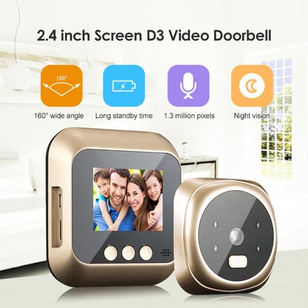 

doorbells 2.4 inch lcd color screen digital doorbell smart electronic peephole night vision door video camera viewer wireless ring