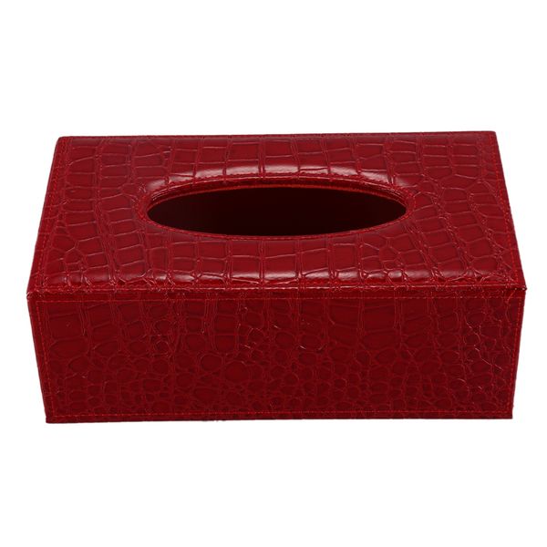 

tissue boxes & napkins durable home car rectangle pu leather box paper holder case cover napkin(red crocodile grain)