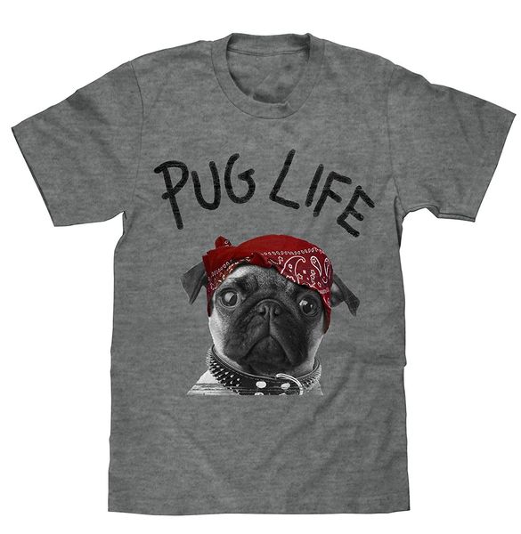 

классический tee pug dog life graphic мужская с коротким рукавом футболка