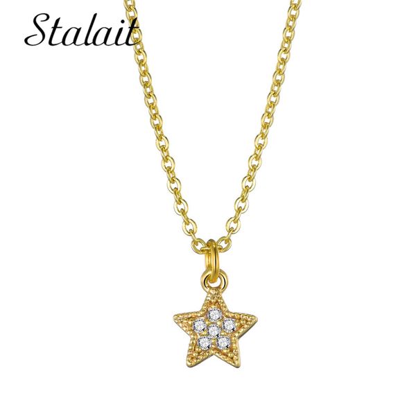 

2020 new gold rhinestone star necklace women aesthetic copper initial necklace trendy festival accessories o-chain jewelri star, Silver