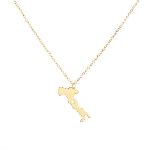 

dropship outline italy map with heart necklace country of italy map pendant necklace italian italia jewelry, Silver
