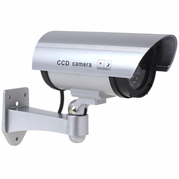 

fake camera battery powered indoor outoodr blinking led light dummy surveillance security camara with cctv warning label sticker