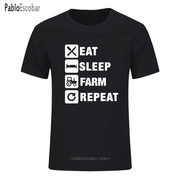

new eat sleep farm repeat трактор t shirt смешной для t shirt men сыпучие o шеи повседневный короткий рукав хлопок мужские футболки