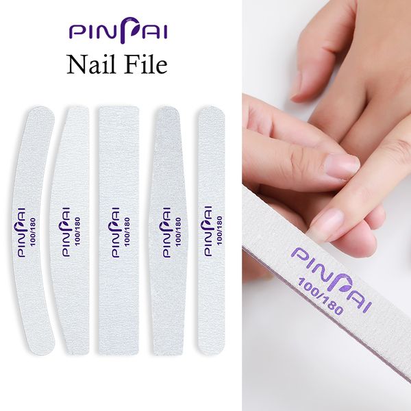 

pinpai 100/180 grits nail file manicure pedicure buffer block nail art tips uv gel polish file double side polishing tool
