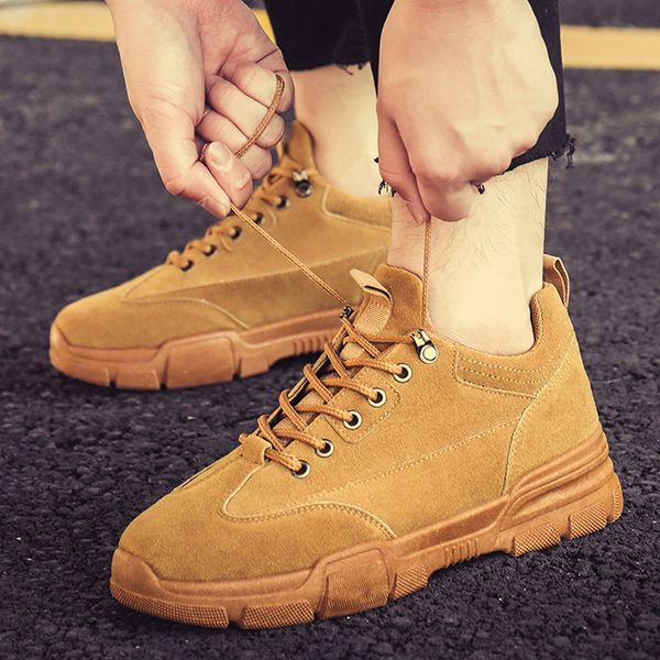 

olome classic suede men's casual boot botas de hombre non-slip wear resistant men's fashion work boots outdoor walk boot, Black