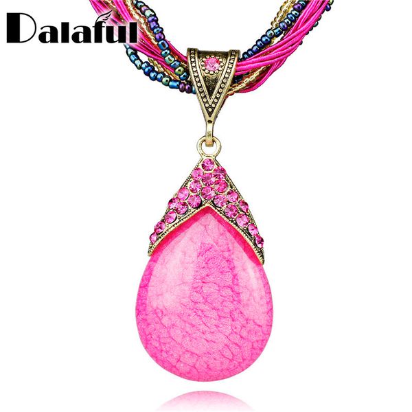 

pendant necklaces fashion jewelry beautiful tear drop copper glass beads rope chain clavicle necklace b041, Silver