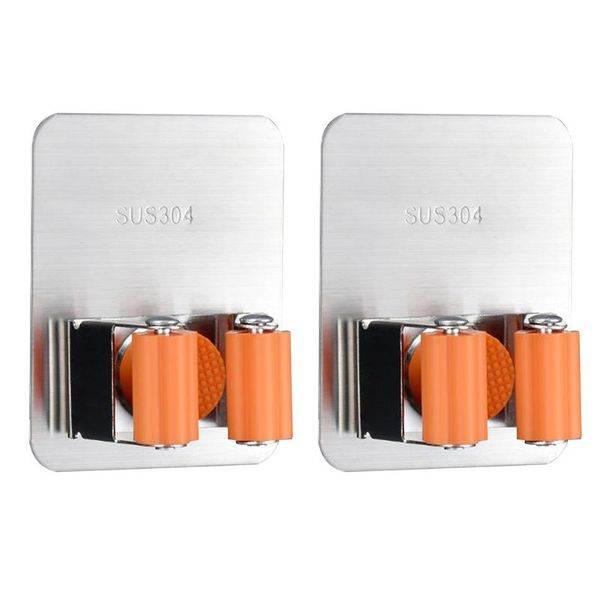 

2pcs/pack rack seamless punch kitchen rotatable storage holder bathroom accessory mop hook stainless steel wall mounted