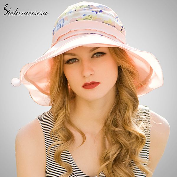 

wide brim hats female summer beach hat for women sweet sun flower brimmed cap sunscreen cloth wg140494, Blue;gray