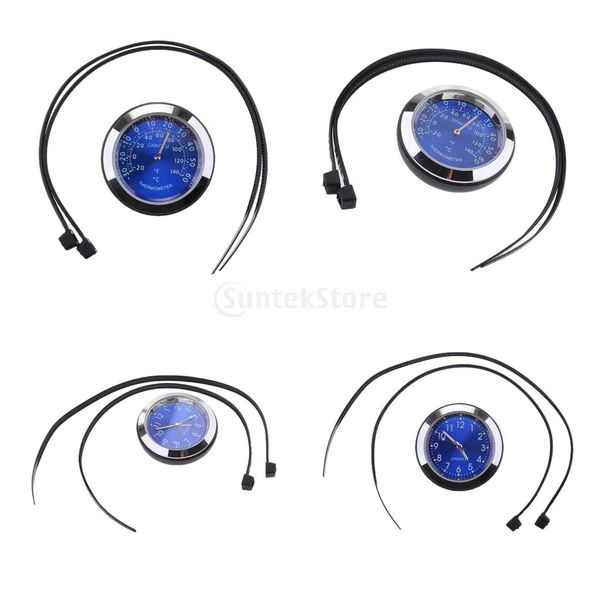 

4pcs motorcycle bike blue dial clock watch + thermometer temperature gauges