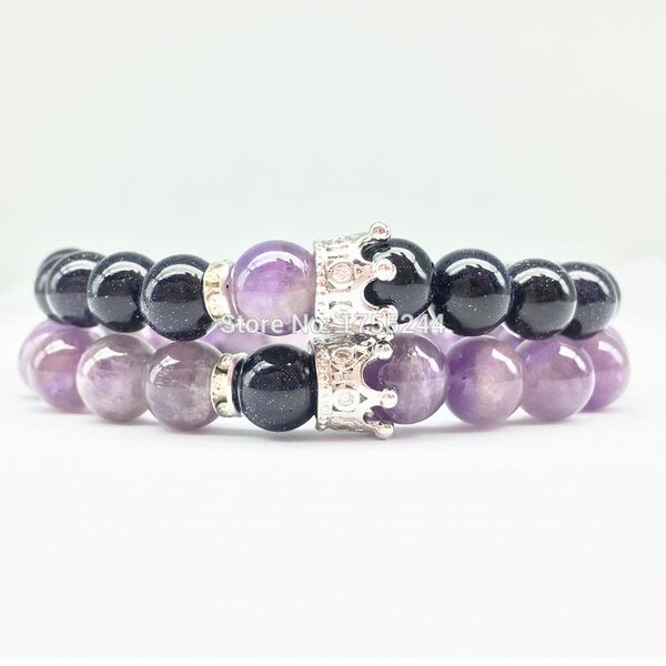 

cz0054 powerful energy crown bracelet for women new design purple crystal zircon crown charm bracelet ing, Black
