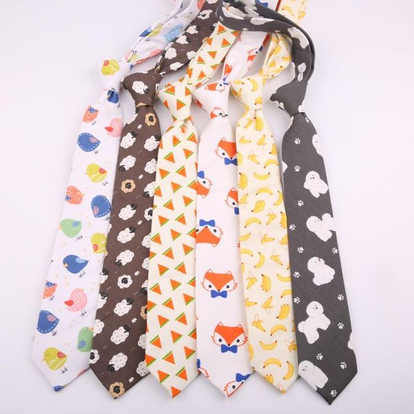 

sitonjwly cartoon female necktie for mens cotton animals pattrn neck ties fashion bow tie shirt mujer vesir custom logo, Black;gray