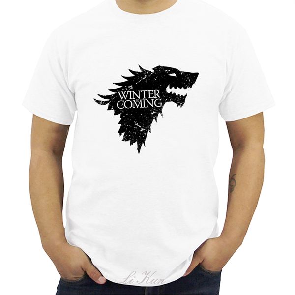 

game of thrones print winter is coming stark blood wolf men t shirt casual cotton cool t-shirt for men funny tshirt