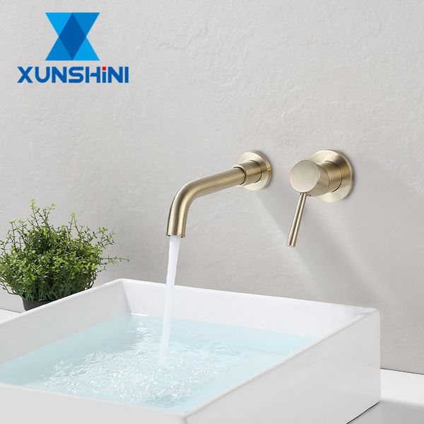 

xunshini fashion brass basin split faucet mablack white rose gold wall mounted tap single handle bathroom water faucets