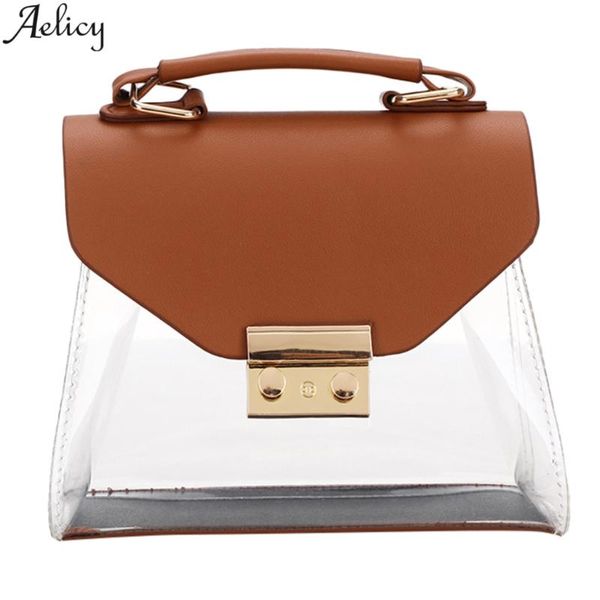 

aelicy women's transparent jelly messenger bag lady fashion versatile simple style chic hasp crossbody pvc bag