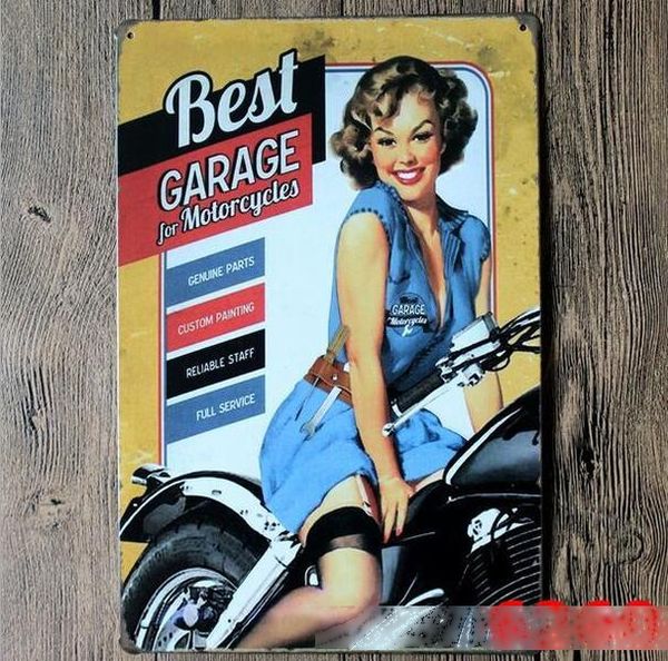 

metal painting garage pin up lady route66 tin sign art wall decoration house cafe bar vintage metal arts, crafts & gifts new