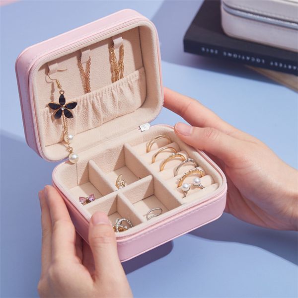 

jwwwbox korean mini jewelry box for women girls fashion earrings rings necklaces jewelry packaging display box christmas gifts, Pink;blue