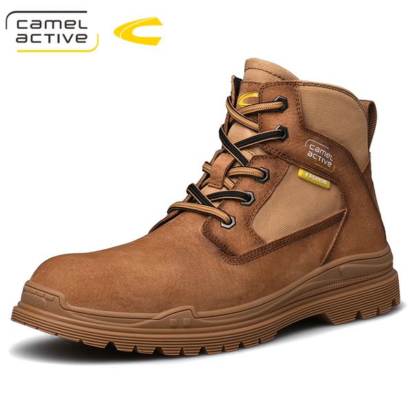 

camel active new genuine leather men boots men casual shoes fashion ankle boots for high fur warm winter snow, Black