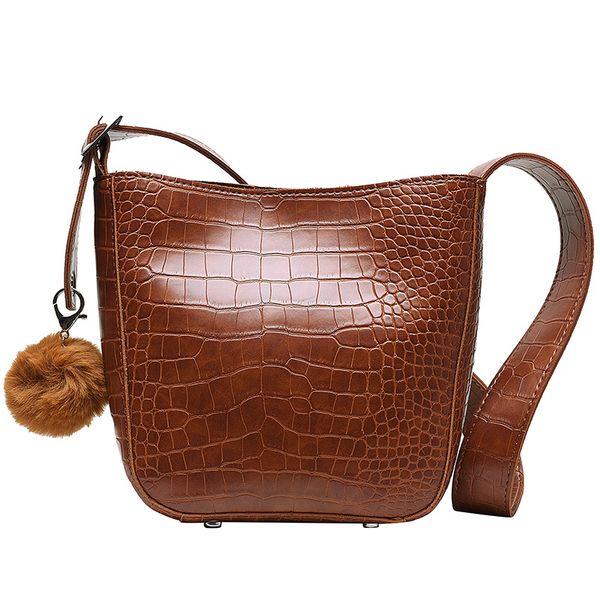 

fashion book bags female 2020 winter new crocodile shoulder bucket bag mass wild bulb shoulder bag