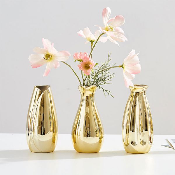 

nordic home decoration accessories modern small gold vase ceramic vases for flowers wedding vase living room decoration