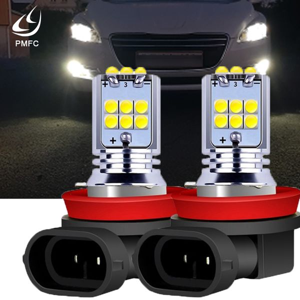 

pmfc led bulb car anti fog light auto foglamp white amber 2pcs h8 h11 h10 h16 psx24w 9006 4 9005 3 py24w p13w 1800lm