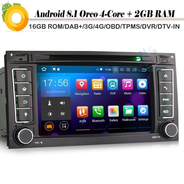 

7" quad core android 8.1 autoradio gps dvd bt sat nav obd dab+ bluetooth wifi 4g dvr car radio player for t5 multivan
