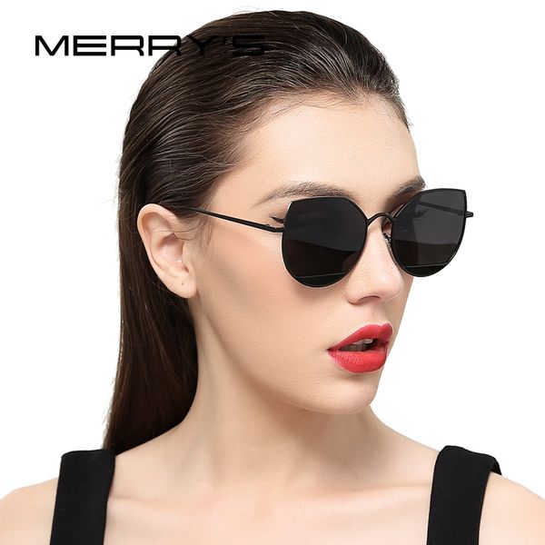 

merry's 2020 new arrival women classic brand designer cat eye sunglasses metal frame s'8108, White;black