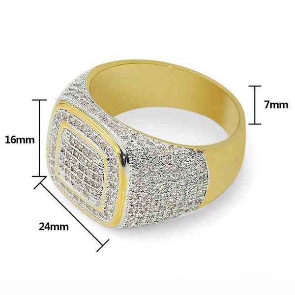 

A Real Copper Rings Shiny Micro Cubic Zirconia Punk Finger Jewelry For Men 'S Hip Hop Trendsetter Rapper Rock Accessories Gifts S