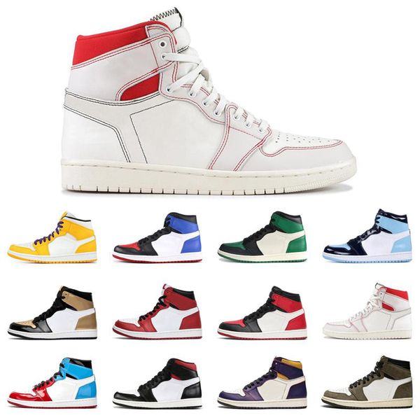 

2020 latest jumpman 1 high og travis scotts obsidian unc basketball shoes mens chicago dirty pink toes designer sports shoes size 36-46