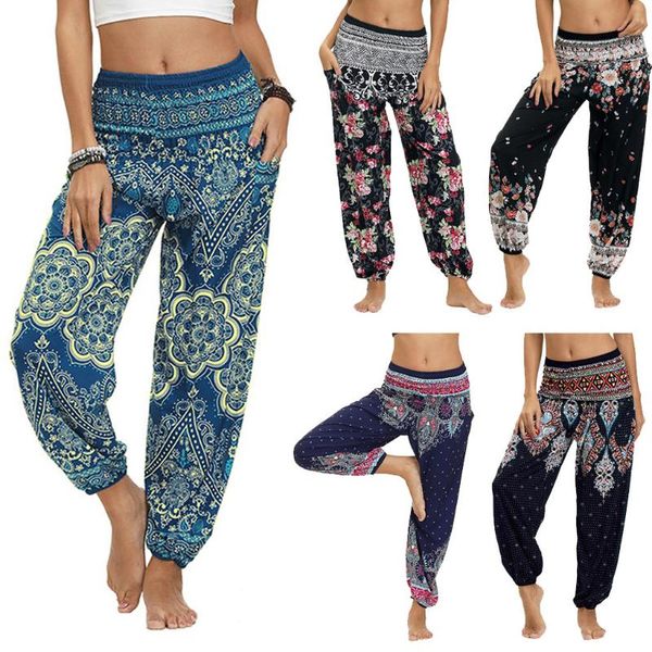 

yoga outfits men women print long pants casual bohemian sport loose yo ga travel lounge festival beach joggers fitness #gh, White;red